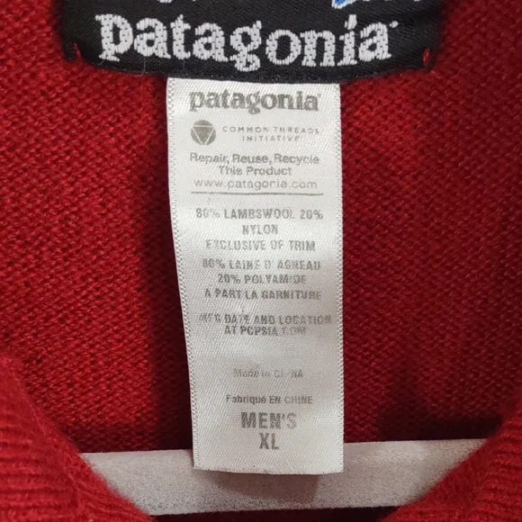 Patagonia 80%Lambswool,20%Nylon, Size XL,Red Half-Zip Sweater - Picture 5 of 17